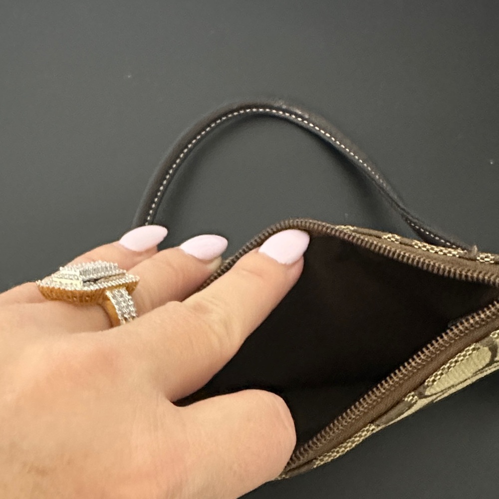 Coach Signature Brown and Tan Wristlet with Coach Hang Tag.Small. EUC - Picture 14 of 14
